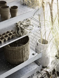 Etagere String® Outdoor Gris Argent Metal /Perfore - Rebord Haut - 58 X P 30 Cm - String Furniture