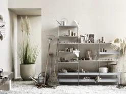 Etagere String® Outdoor Gris Argent Metal /Perfore - Rebord Haut - 58 X P 30 Cm - String Furniture