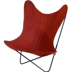 Fauteuil Aa Butterfly Outdoor Tissu Rouge Orange / Coton - Structure Noire - Aa-New Design
