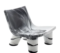 Fauteuil Bas Low Lita Plastique Blanc Noir / Edition Limitee 10 Ans - Slide