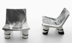 Fauteuil Bas Low Lita Plastique Blanc Noir / Edition Limitee 10 Ans - Slide