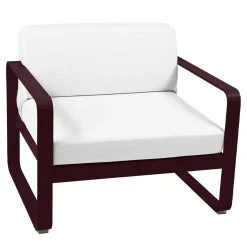 Fauteuil Rembourre Bellevie Lounge Metal Tissu Blanc Rouge / Tissu Blanc Grise - Fermob