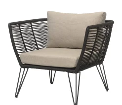 Fauteuil Rembourre Mundo Tissu Noir Beige / Fils Pvc - Bloomingville