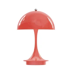 Lampe Exterieur Sans Fil Rechargeable Panthella Portable V2 Led Metal Rouge Orange Metal Rose / H 23 Cm - Louis Poulsen