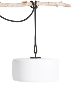 Lampe Exterieur Sans Fil Rechargeable Thierry Le Swinger Led Plastique Blanc Gris Plastique/ Inclus : Cable De Suspension + Pied A Planter En Bois - Fatboy
