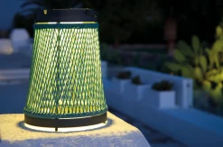 Lampe Solaire D'extérieur Solare Tissu Bleu / Corde Synthetique - H 40 Cm / Recharge Solaire Ou Usb - Unopiu