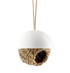 Nichoir A Oiseaux  Ceramique Fibre Vegetale Blanc Marron / O 13 Cm - Porcelaine & Jonc - Eva Solo
