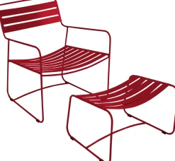 Set Fauteuil & Repose-Pieds Surprising Lounger Metal Rouge - Fermob
