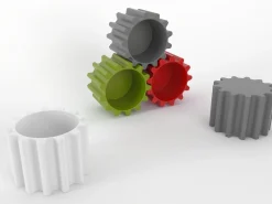 Table Basse Gear Plastique Blanc / Pouf - Version Laquee - O 55 X H 43 Cm - Slide