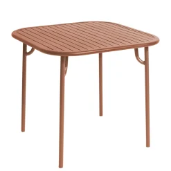 Table Carree Week-End Bistrot Metal Marron / 85 X 85 Cm - Aluminium - Petite Friture