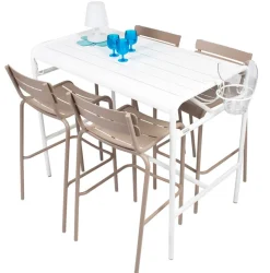 Table Haute Luxembourg Metal Blanc / 4 Personnes - 126 X 73 Cm - Aluminium - Fermob