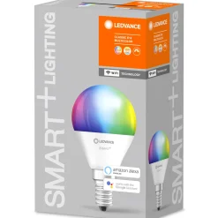 Ampoule Led E14 Connectee Smart+ Plastique Blanc / Mini Globe - Multicolore Rgbw / 4,9W=40W - Wifi / Variable - Ledvance