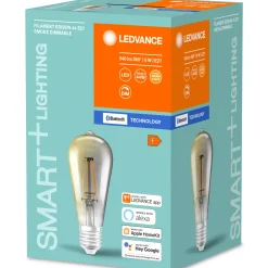 Ampoule Led E27 Connectee Smart+ Verre Gris / Filaments Edison - 6W = 60W / Bluetooth - Variable - Ledvance