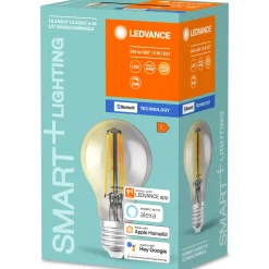 Ampoule Led E27 Connectee / Smart+ Verre Gris / Filaments Standard - 6W = 60W / Bluetooth - Variable - Ledvance