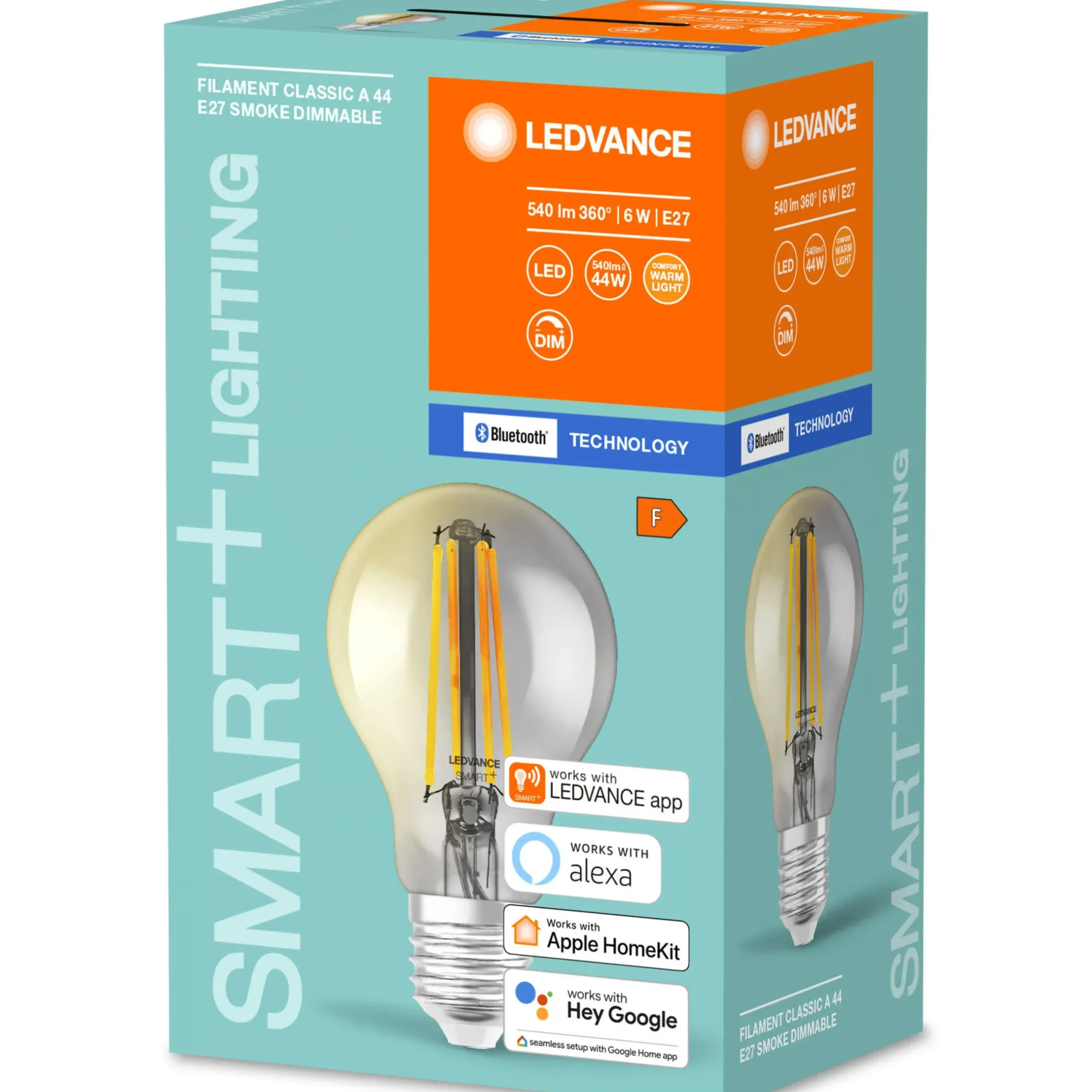 Ampoule Led E27 Connectee / Smart+ Verre Gris / Filaments Standard - 6W = 60W / Bluetooth - Variable - Ledvance