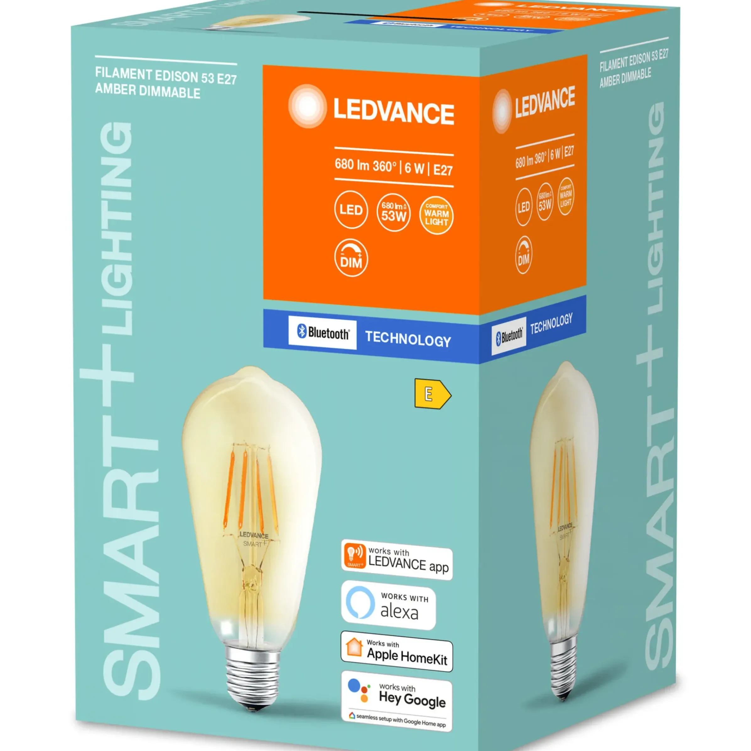 Ampoule Led E27 Connectee Smart+ Verre Or / Filaments Edison - 6W = 60W / Bluetooth - Variable - Ledvance
