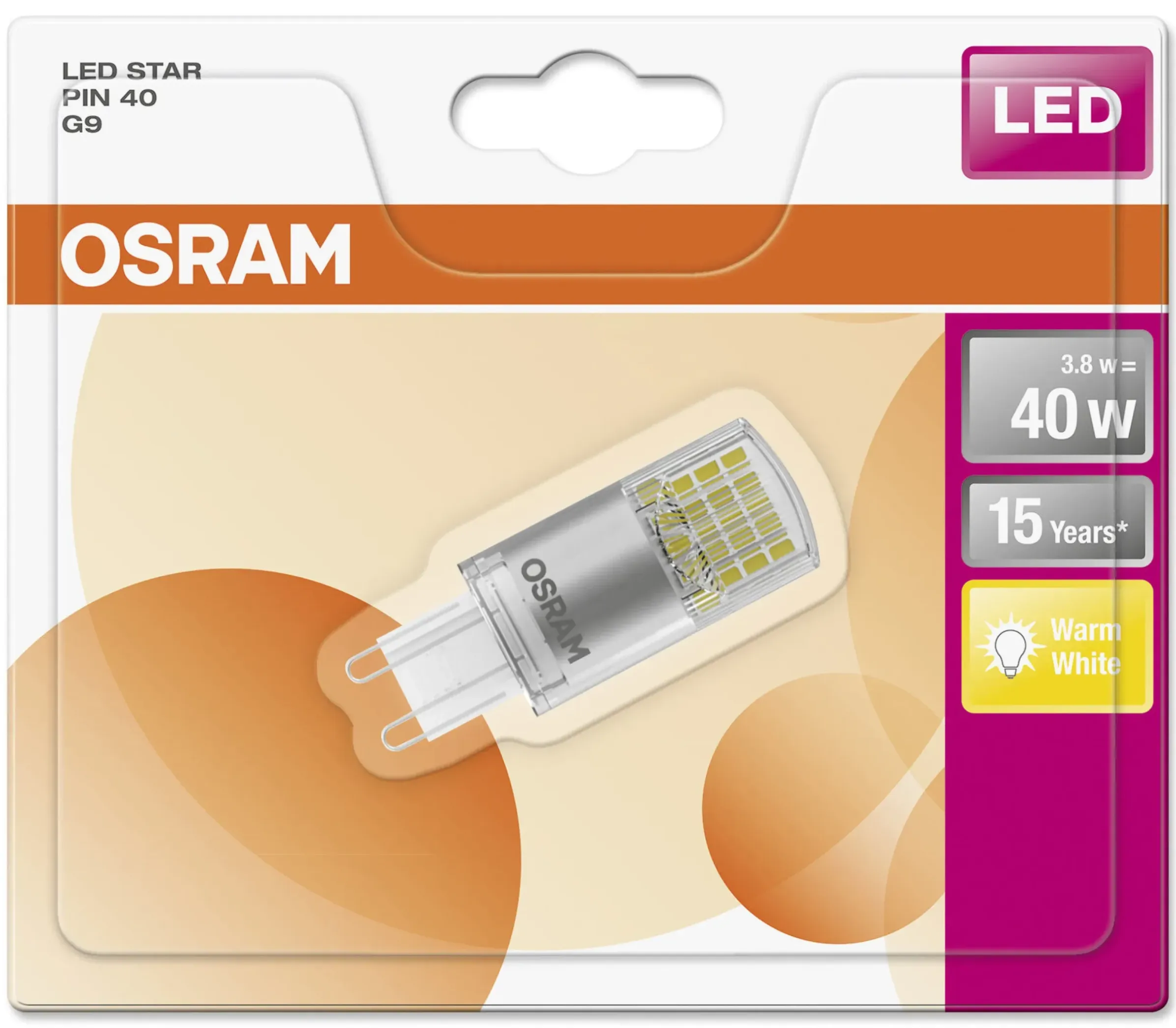 Ampoule Led G9 Verre / Capsule Pin Depolie - (2700K, Chaud) - Osram