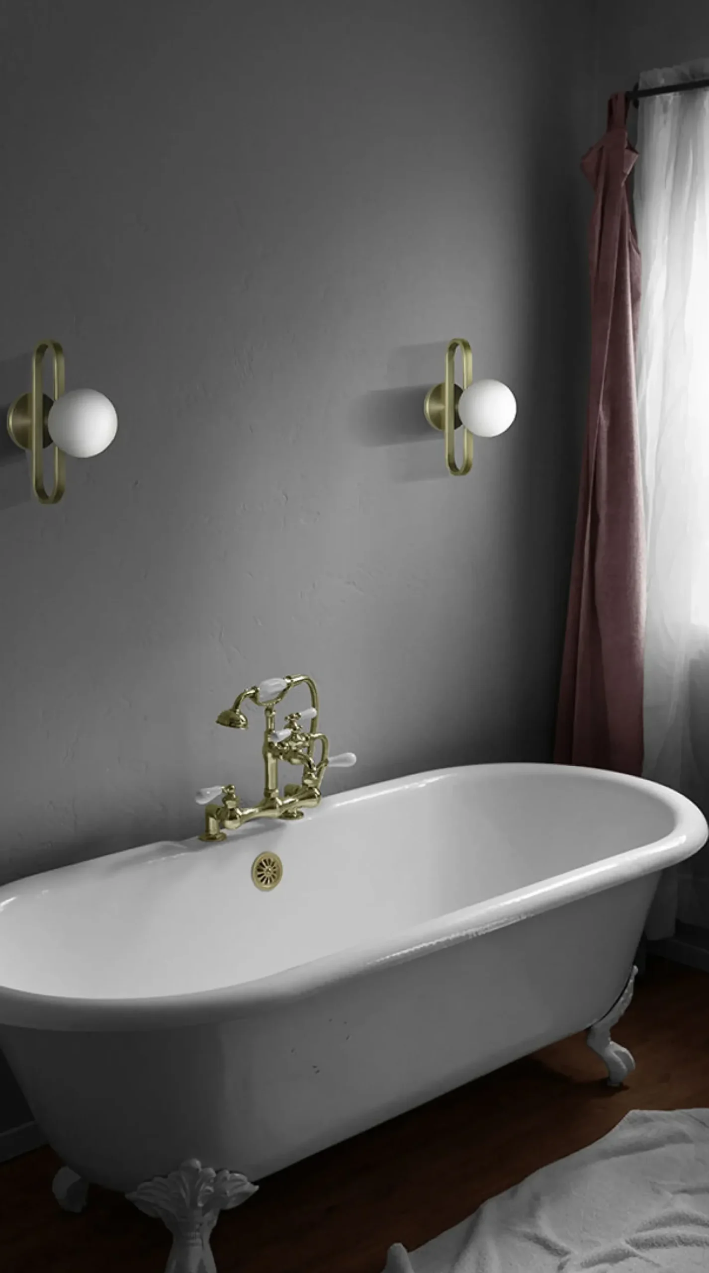 Applique Salle De Bains Cime Small Outdoor Verre Metal Metal Dore/ O 12 Cm - Enostudio