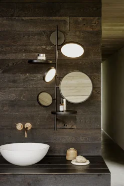 Applique Salle De Bains Tell Me Stories Metal/ Led - 2 Miroirs + 2 Etageres - H 86,5 Cm - Dcw Editions