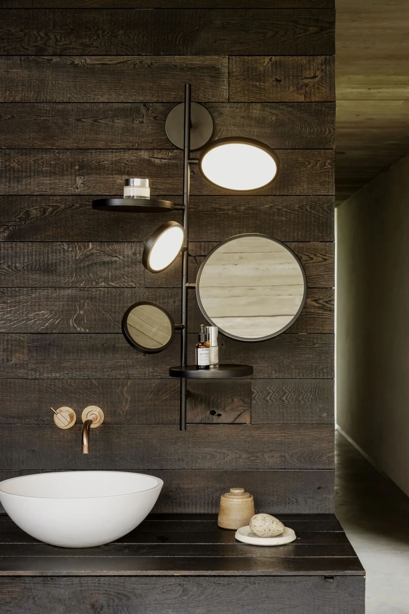 Applique Salle De Bains Tell Me Stories Metal/ Led - 2 Miroirs + 2 Etageres - H 86,5 Cm - Dcw Editions