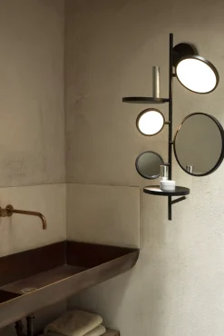 Applique Salle De Bains Tell Me Stories Metal/ Led - 2 Miroirs + 2 Etageres - H 86,5 Cm - Dcw Editions