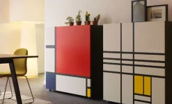 Armoire Homage To Mondrian Bois Multicolore / Shiro Kuramata, 1975 - L 112 X H 116 Cm / Roulettes - Cappellini
