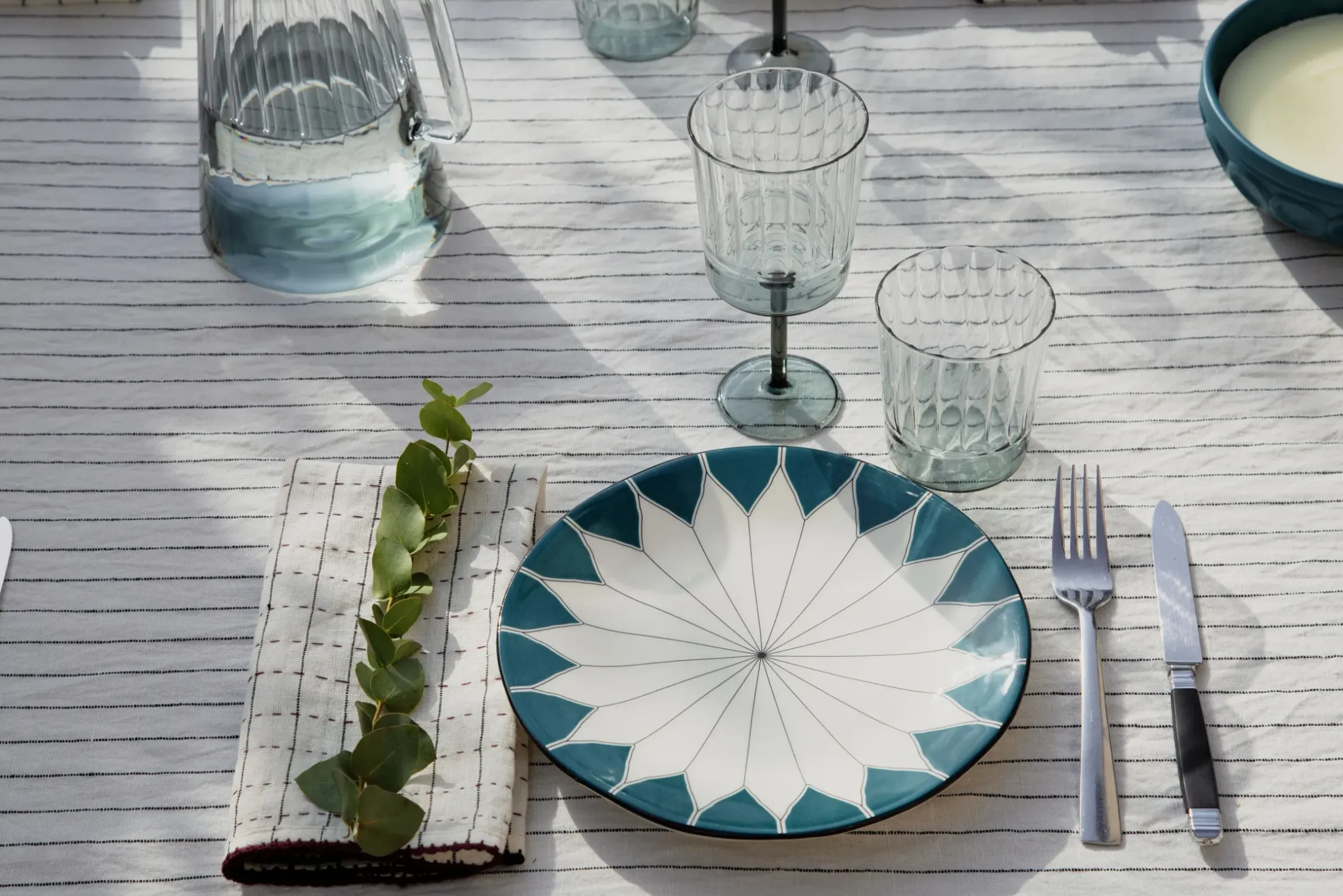 Assiette A Dessert Daria Ceramique Bleu / O 22 Cm - Ceramique Peinte A La Main - Maison Sarah Lavoine