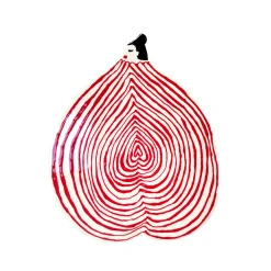 Assiette De Presentation Bum Love Ceramique Rouge / 21 X 17 Cm - Peint A La Main - Laetitia Rouget