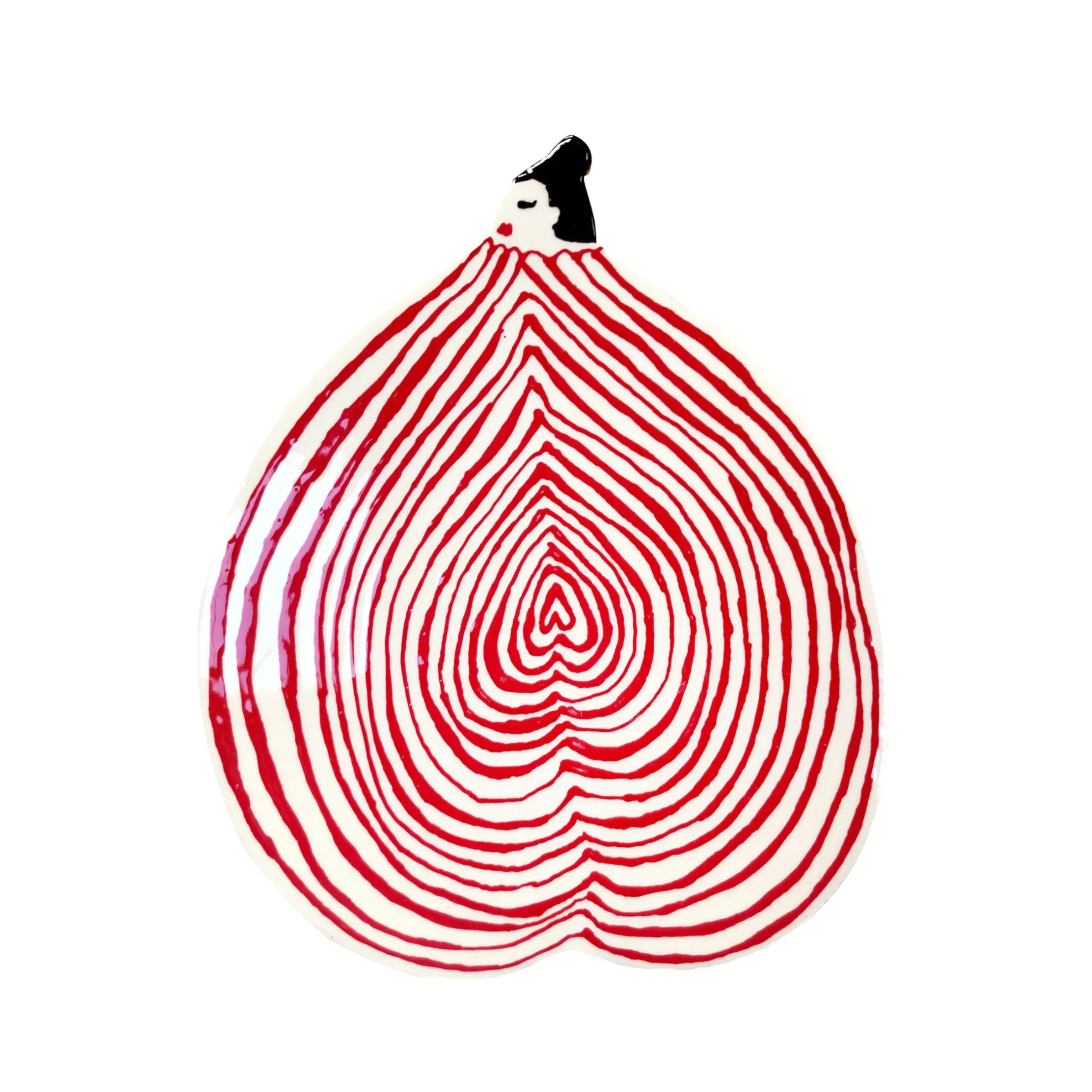 Assiette De Presentation Bum Love Ceramique Rouge / 21 X 17 Cm - Peint A La Main - Laetitia Rouget