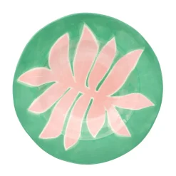 Assiette Green Leaf Ceramique Rose Vert / O 26 Cm - Peint A La Main - Laetitia Rouget