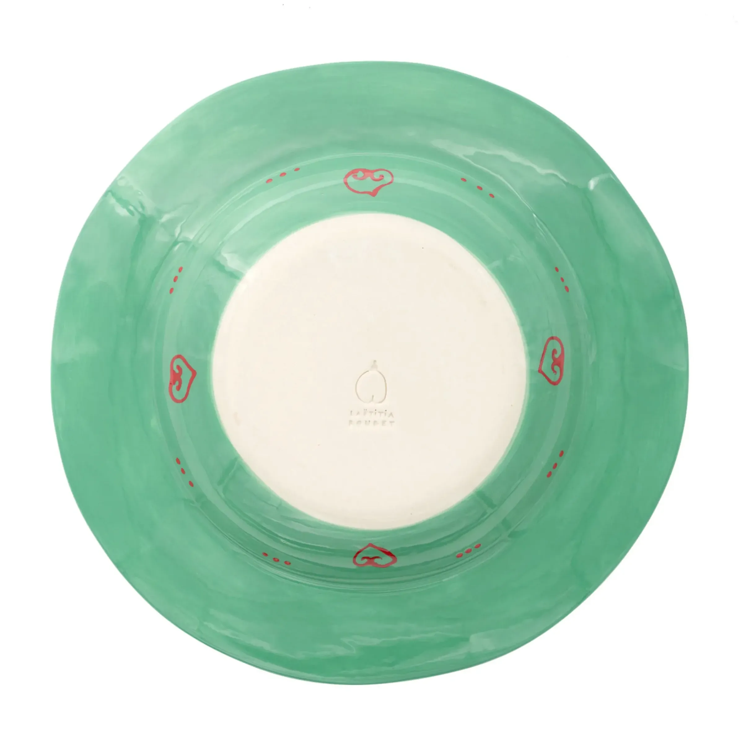 Assiette Green Leaf Ceramique Rose Vert / O 26 Cm - Peint A La Main - Laetitia Rouget