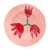 Assiette Tulip Ceramique Rose Rouge / O 26 Cm - Peint A La Main - Laetitia Rouget