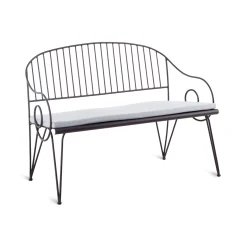 Banc Avec Dossier Ariete Metal;Tissu Blanc / L 127 Cm - Fer / Coussin D'Assise - Unopiu