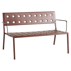 Banc Avec Dossier Balcony Lounge Metal Rouge / Avec Accoudoirs - L 121,5 Cm - Hay