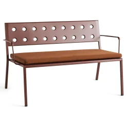 Banc Avec Dossier Balcony Lounge Metal Rouge / Avec Accoudoirs - L 121,5 Cm - Hay