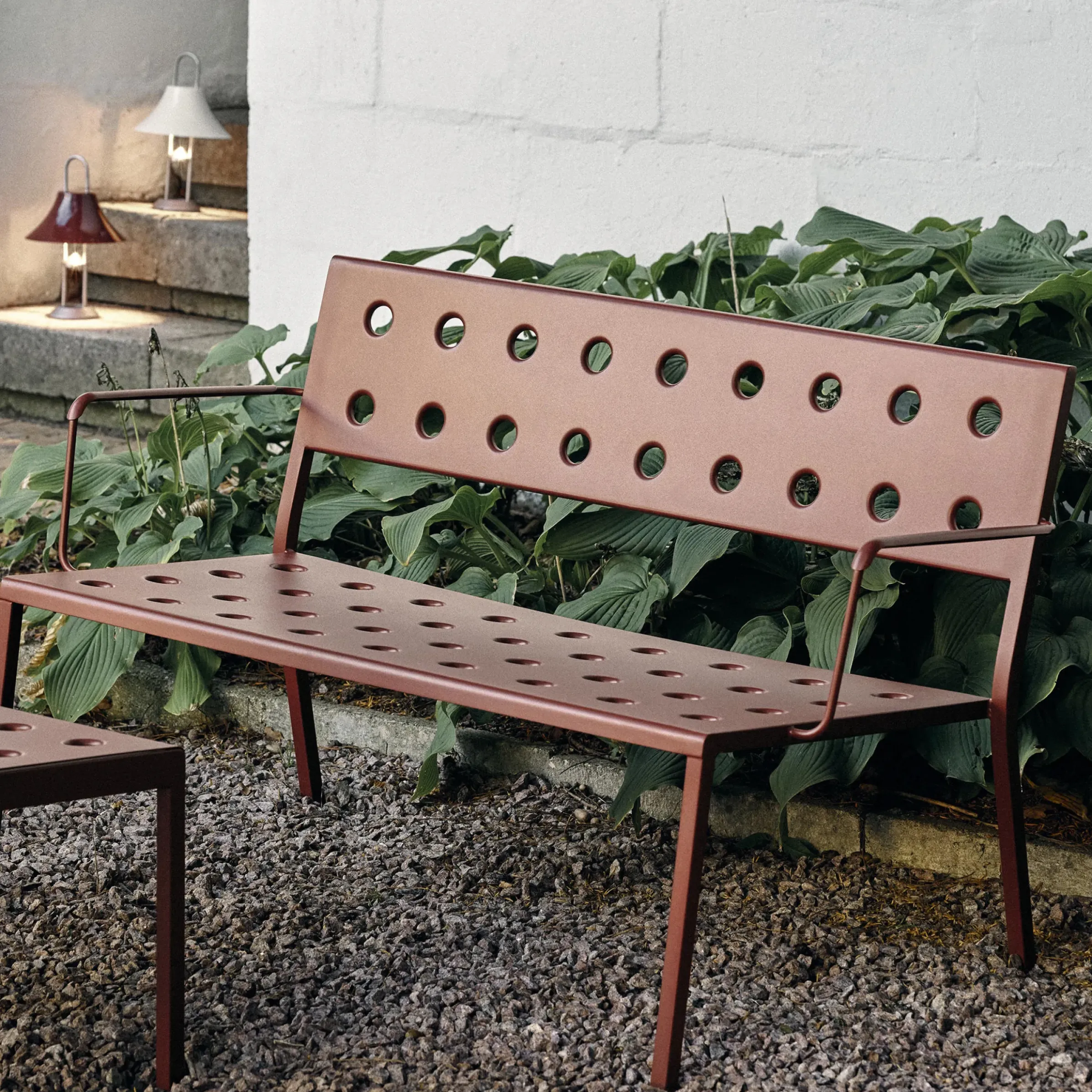 Banc Avec Dossier Balcony Lounge Metal Vert / Avec Accoudoirs - L 121,5 Cm - Hay
