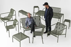 Banc Avec Dossier Palissade Metal Gris / L 128 Cm - R & E Bouroullec - Hay