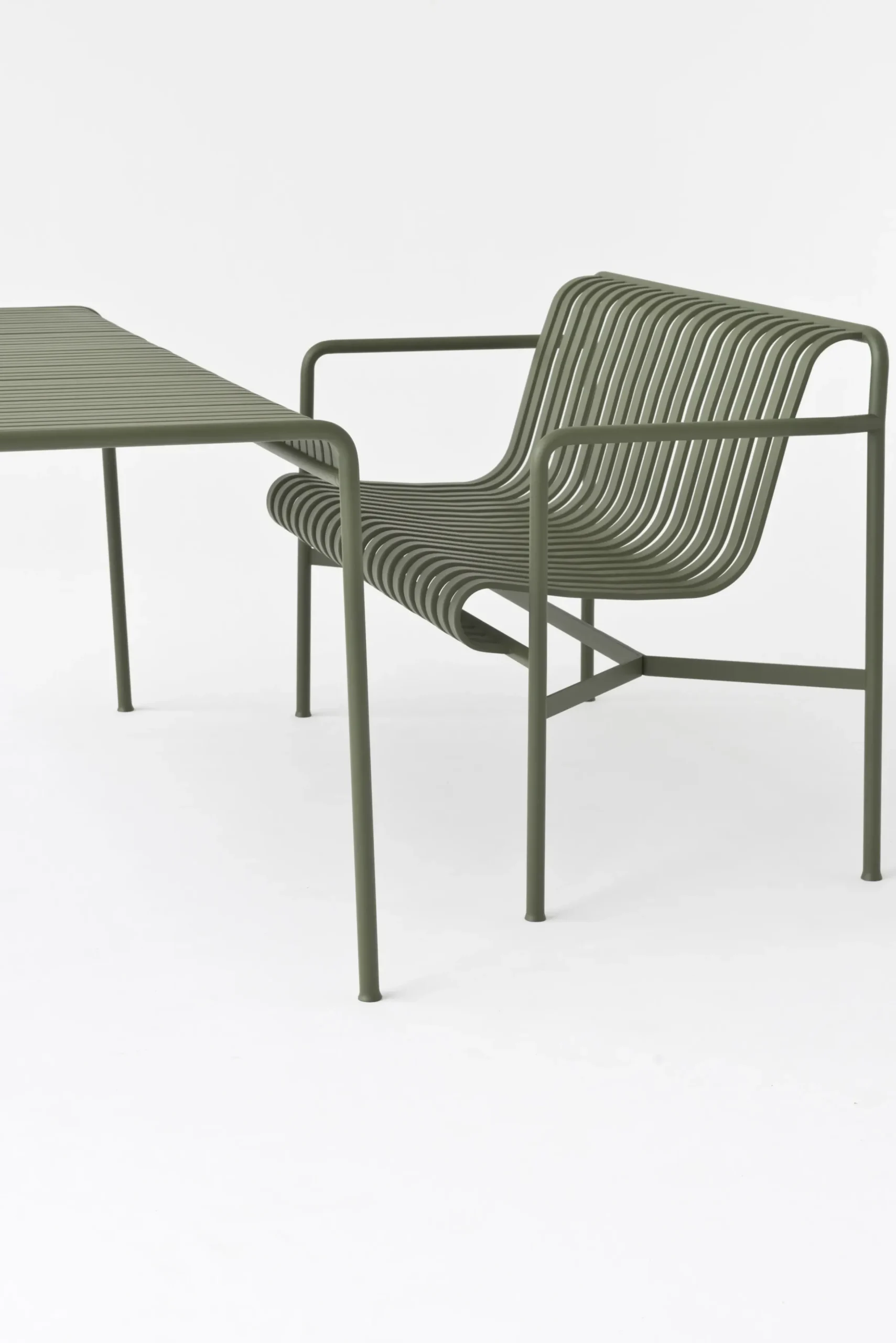 Banc Avec Dossier Palissade Metal Vert / L 128 Cm - R & E Bouroullec - Hay