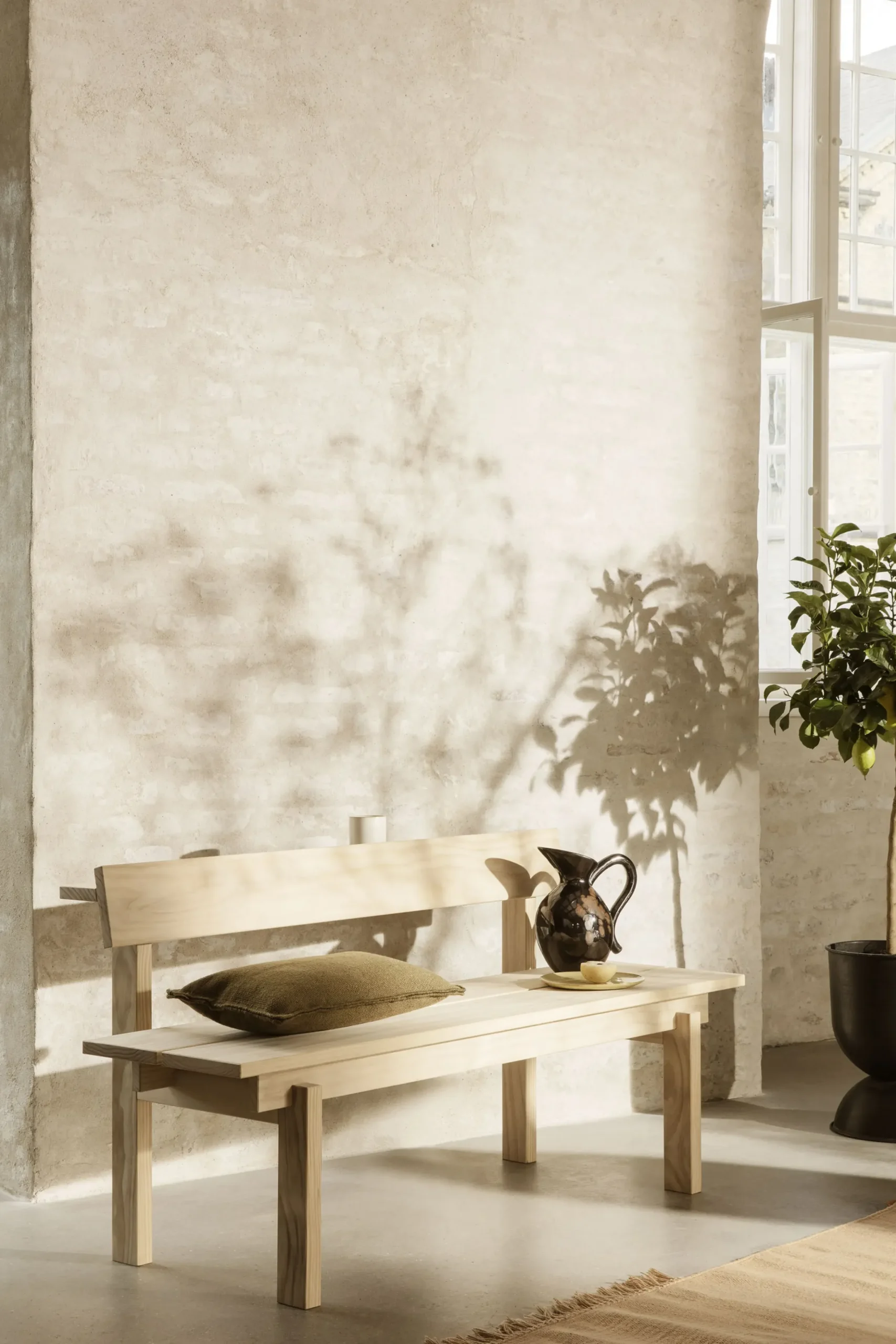 Banc Avec Dossier Peka Outdoor Bois Naturel / L 150 Cm - Pin Traitement Acoya - Ferm Living