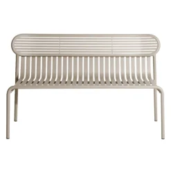 Banc Avec Dossier Week-End Metal Beige / Aluminium - L 121 Cm - Petite Friture