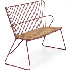 Banc Paon Metal Rose Orange Bois Naturel / L 116 Cm - Bambou - Houe