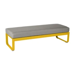Banc Rembourre Bellevie Metal Tissu Beige / Table Basse (Coussin Amovible) - L 148 Cm / Taupe Grise - Fermob