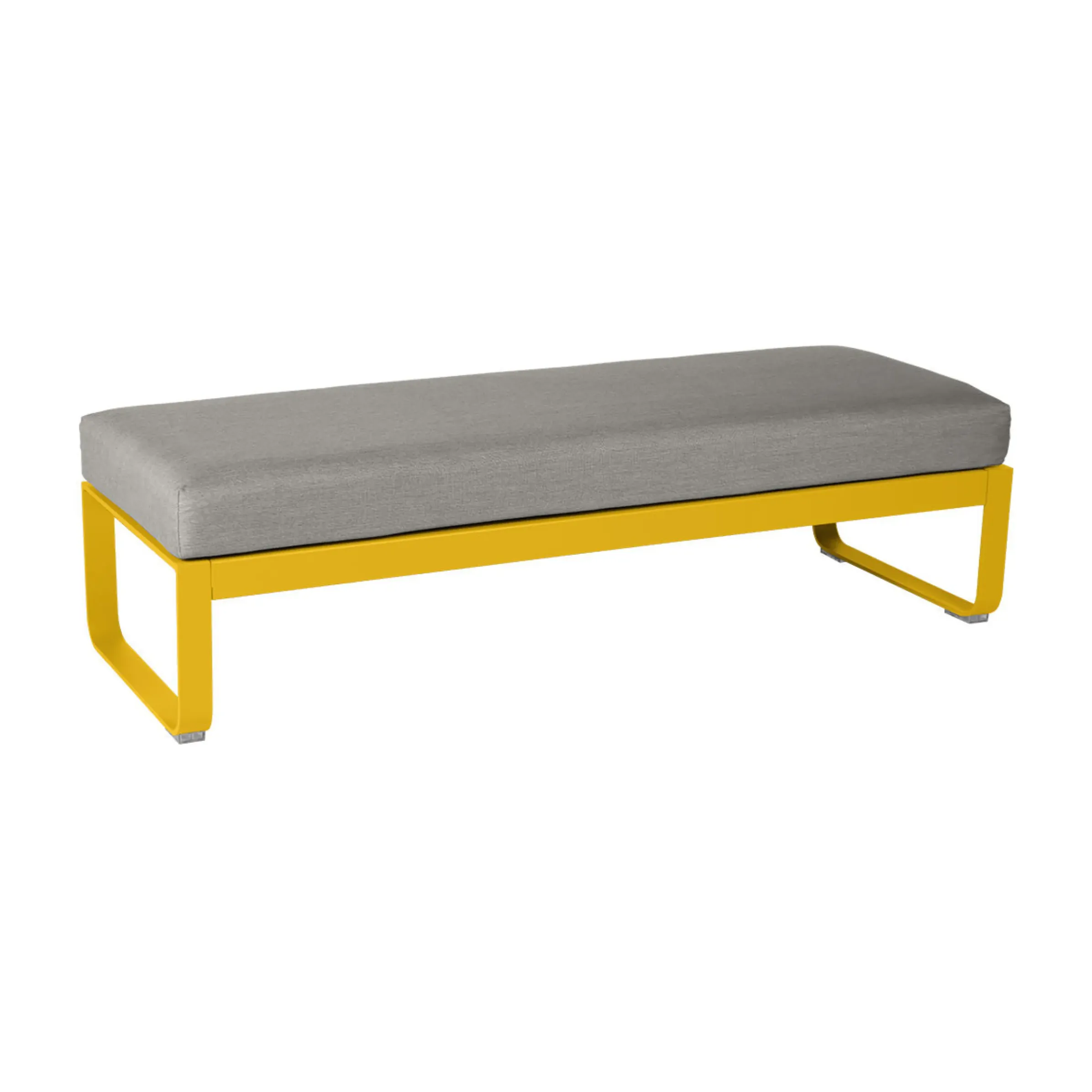 Banc Rembourre Bellevie Metal Tissu Beige / Table Basse (Coussin Amovible) - L 148 Cm / Taupe Grise - Fermob