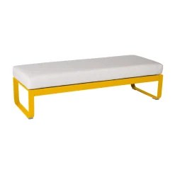 Banc Rembourre Bellevie Metal Tissu Blanc / Table Basse (Coussin Amovible) - L 148 Cm / Blanc Grise - Fermob
