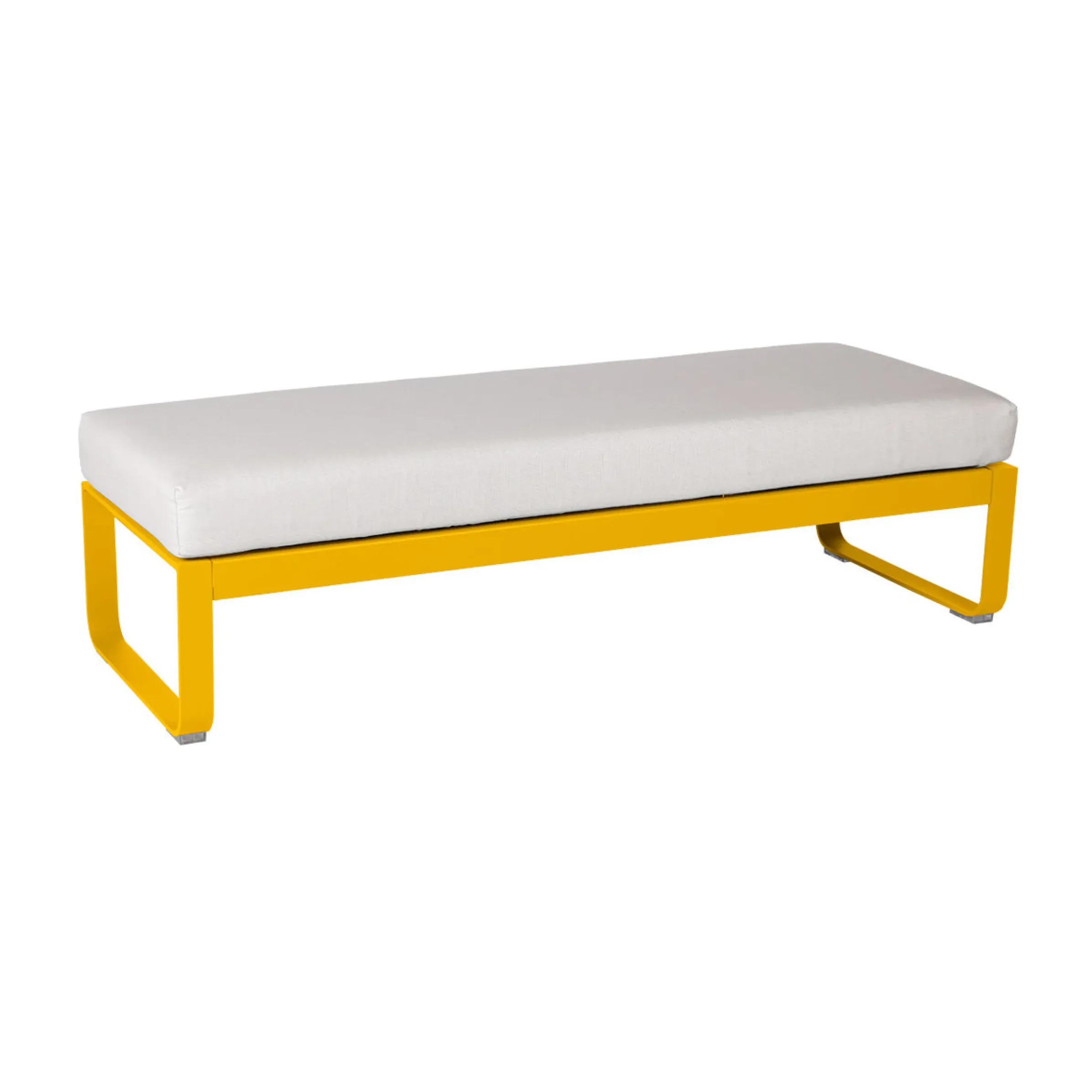 Banc Rembourre Bellevie Metal Tissu Blanc / Table Basse (Coussin Amovible) - L 148 Cm / Blanc Grise - Fermob