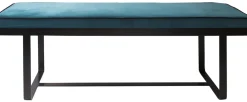 Banc Rembourre Gaspard Tissu Bleu / Velours - L 140 Cm - Maison Sarah Lavoine