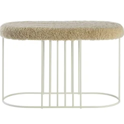 Banc Rembourre Posea Vella Tissu Blanc Beige / Peau De Mouton - L 84 Cm - Bolia
