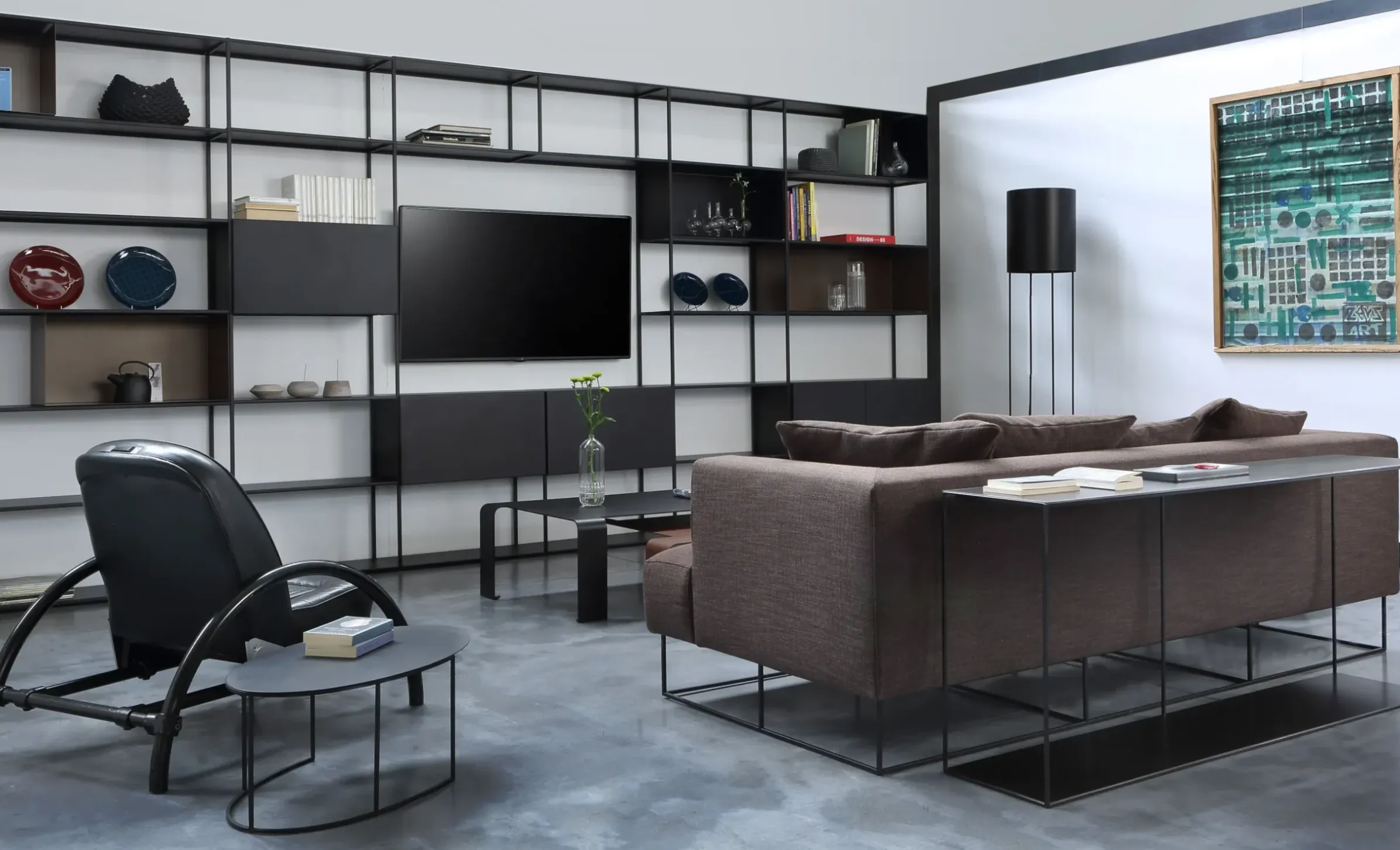 Bibliotheque Easy Irony Tv Metal Noir /Compo F - L 292 X H 226 Cm - Zeus