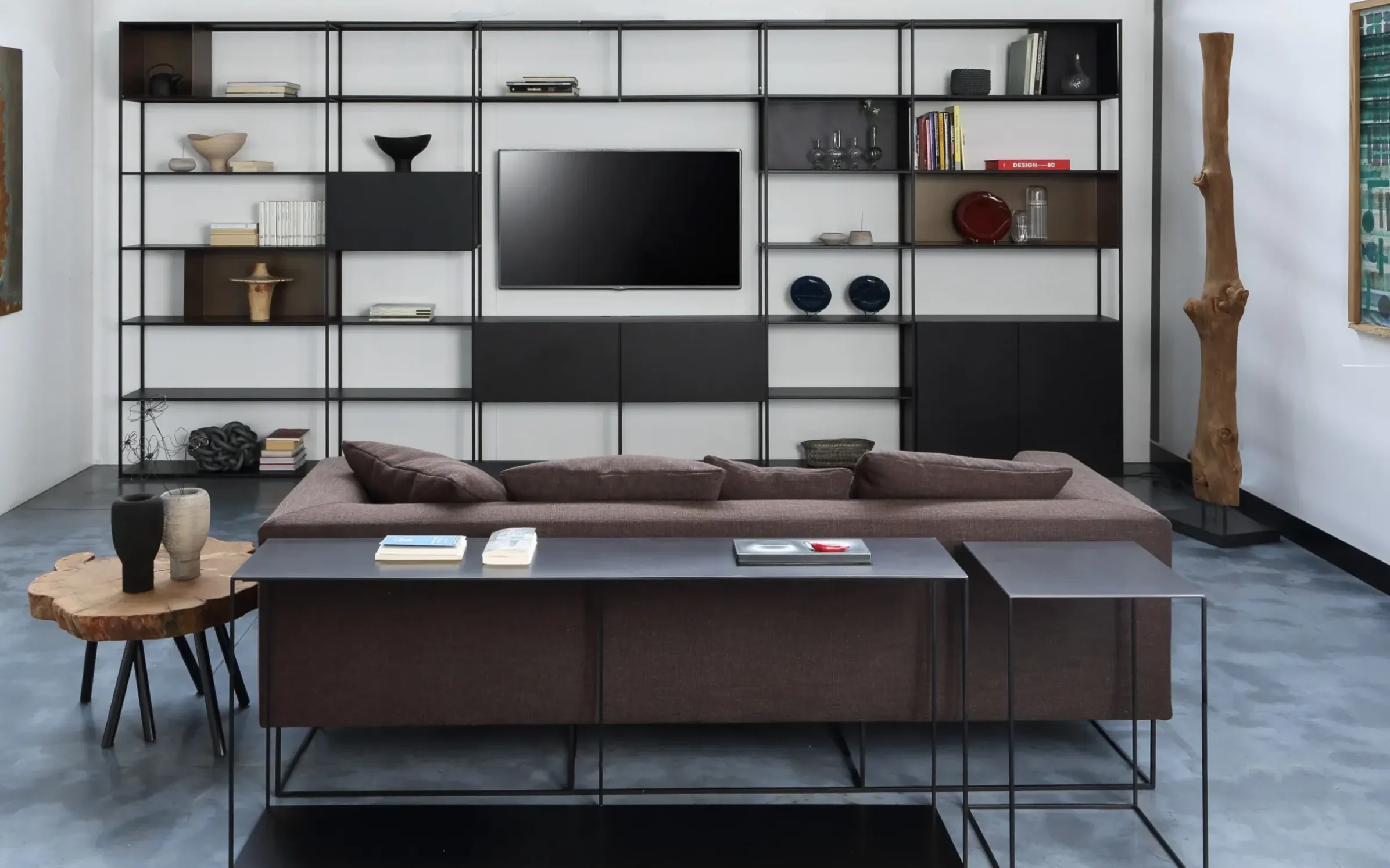 Bibliotheque Easy Irony Tv Metal Noir /Compo G - L 352 X H 226 Cm - Zeus