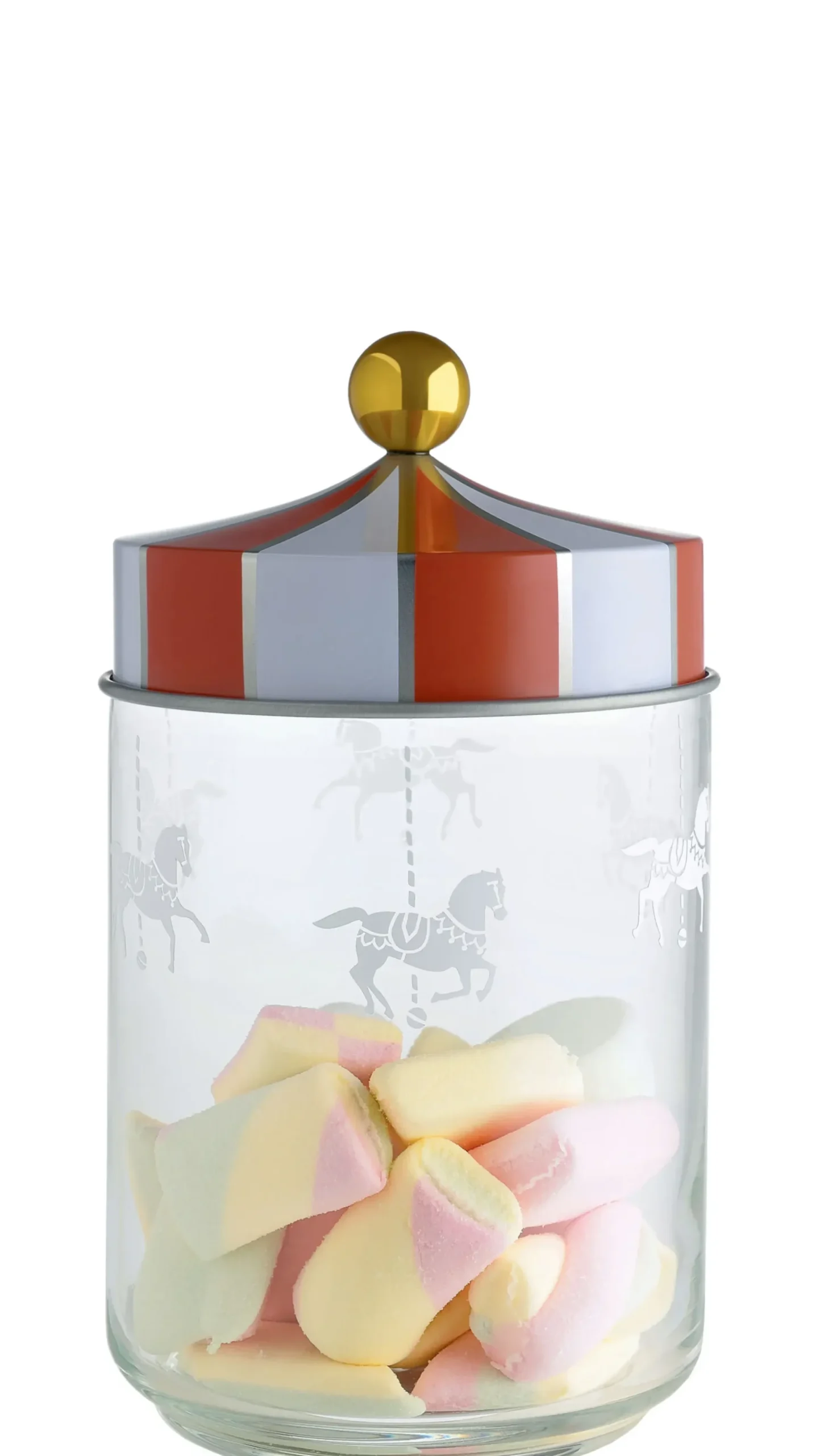 Bocal Hermetique Circus Metal Verre Blanc Rouge Transparent / 100 Cl - Verre & Metal - Alessi